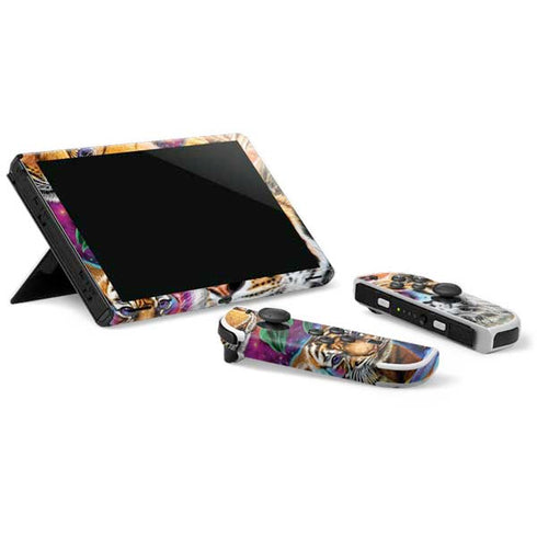 Daydream Galaxy Tigers by Sheena Pike Nintendo Switch OLED (2021) Skin